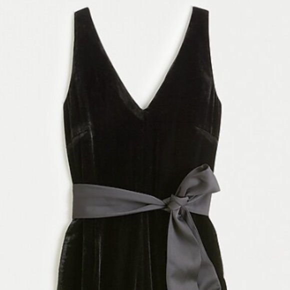 J. Crew V-neck wide-leg velvet jumpsuit Black Size 2P NWT - Picture 3 of 8